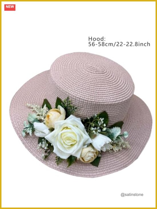 Wide Brim Sun Hat Straw Hand Woven UPF 50+ UV Protection Packable Beach Hat main image 5